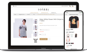 INITSOC为SOIZZI开发的电子商务平台，通过平台艺术爱好者可以DIY定制个性化T恤并通过平台开店售卖自己设计的衣服，客户也可以通过平台购买人气艺术家作品T恤